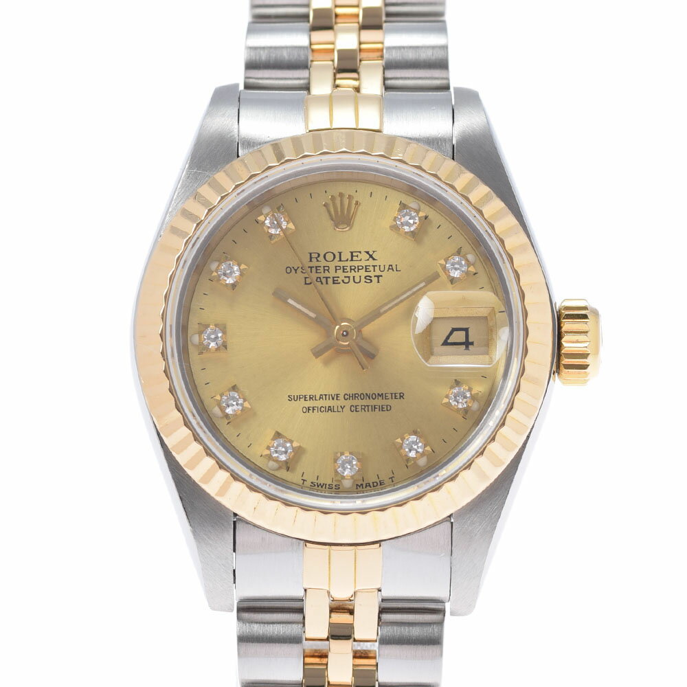 【ポイント3倍★15日限定】【最大2万円OFFクーポン★16日まで】ROLEX ロレックス デイトジャスト 10Pダイヤ 69173G レディース YG/SS 腕時計 自動巻き シャンパン文字盤 Aランク 中古 銀蔵