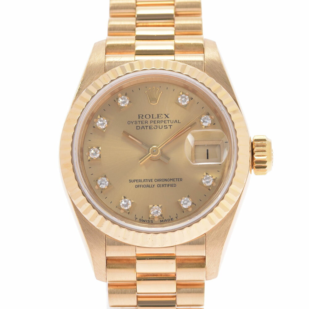 【ポイント3倍★15日限定】【最大2万円OFFクーポン★16日まで】ROLEX ロレックス デイトジャスト 10Pダイヤ 69178G レディース YG 腕時計 自動巻き シャンパン文字盤 Aランク 中古 銀蔵