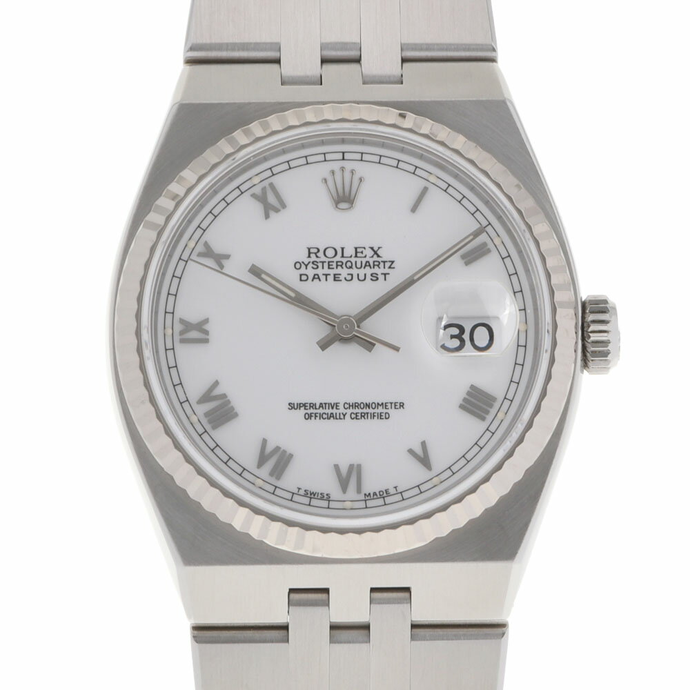 【ポイント3倍★20日限定】【最大2万円OFFクーポン★23日20時～】ROLEX ロレックス デイトジャスト オイスタークオーツ 17014 メンズ WG/SS 腕時計 クオーツ ホワイト文字盤 Aランク 中古 銀蔵