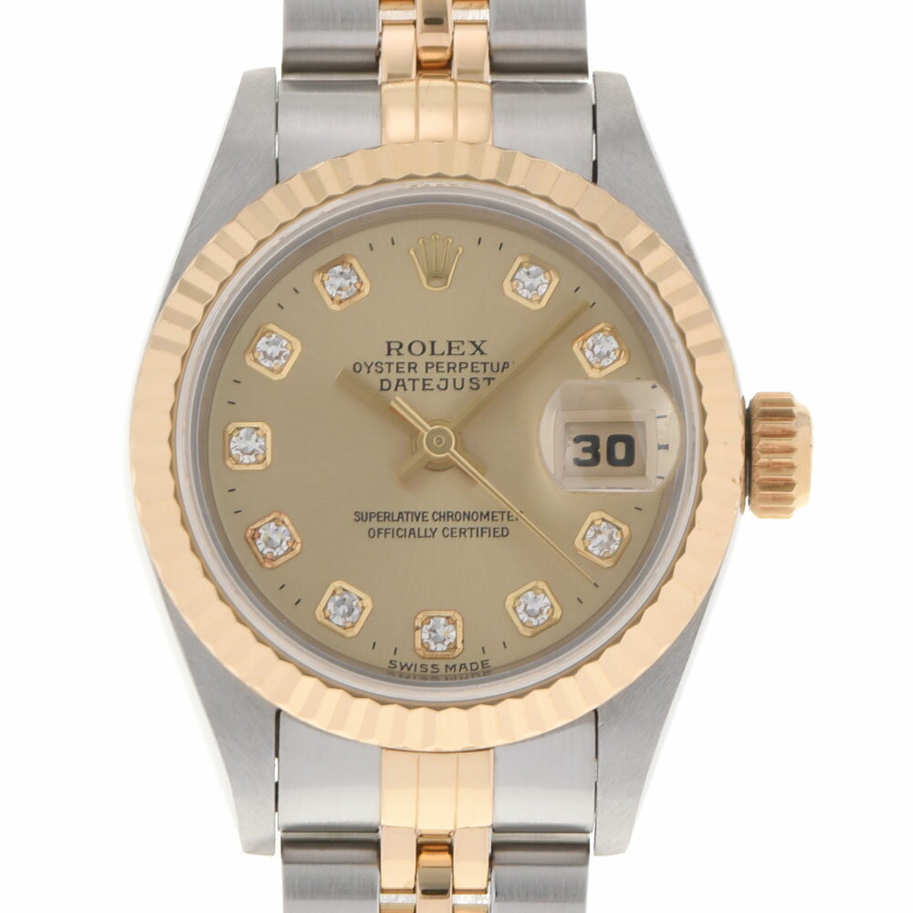 ROLEX ロレックス デイトジャスト 10Pダイヤ 69173G レディース YG/SS 腕時計 自動巻き シャンパン文字盤 Aランク 中古 銀蔵