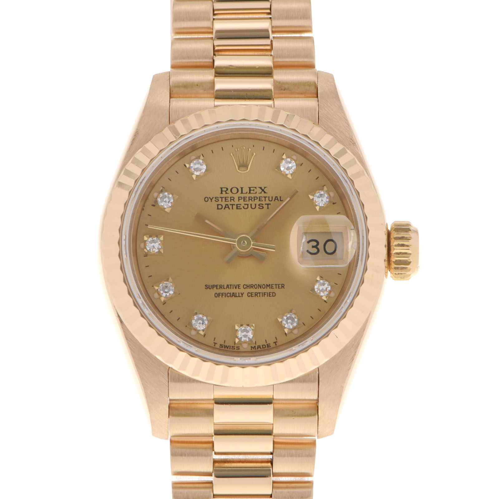 【ポイント3倍★15日限定】【最大2万円OFFクーポン★16日まで】ROLEX ロレックス デイトジャスト 10Pダイヤ 69178G レディース YG 腕時計 自動巻き シャンパン文字盤 Aランク 中古 銀蔵