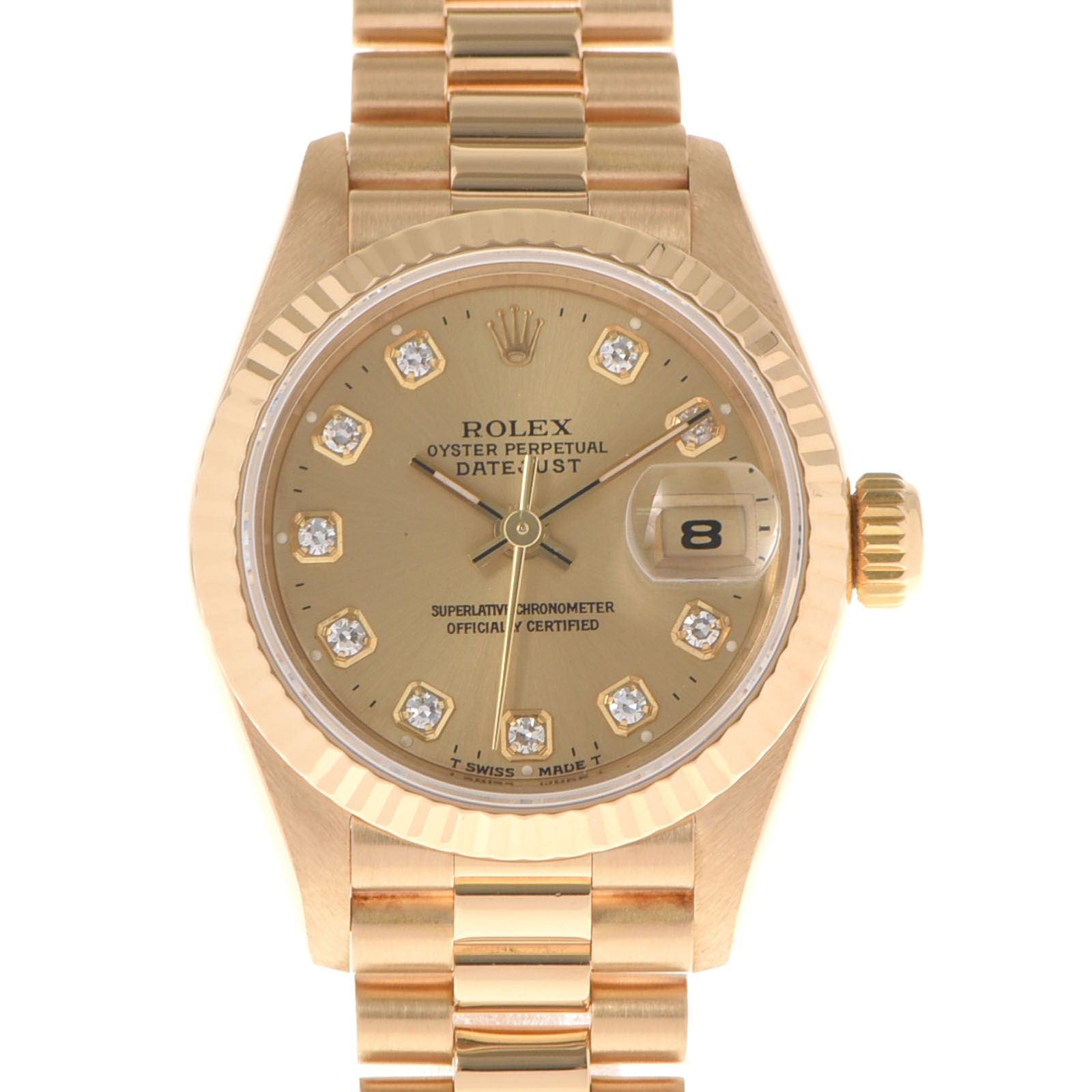 【ポイント3倍★18日限定】ROLEX ロレックス デイトジャスト 10Pダイヤ 69178G レディース YG 腕時計 自動巻き シャンパン文字盤 Aランク 中古 銀蔵