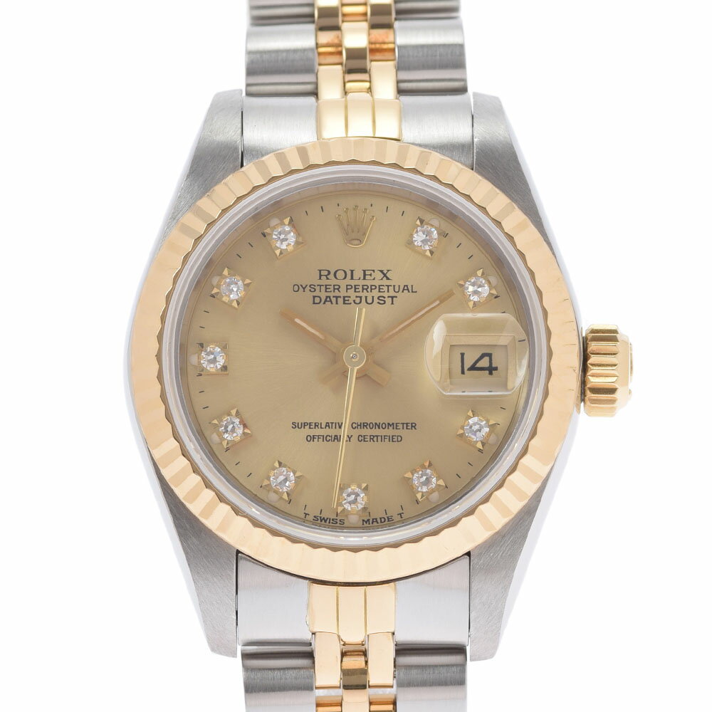 【ポイント3倍★15日限定】【最大2万円OFFクーポン★16日まで】ROLEX ロレックス デイトジャスト 10Pダイヤ 69173G レディース YG/SS 腕時計 自動巻き シャンパン文字盤 Aランク 中古 銀蔵