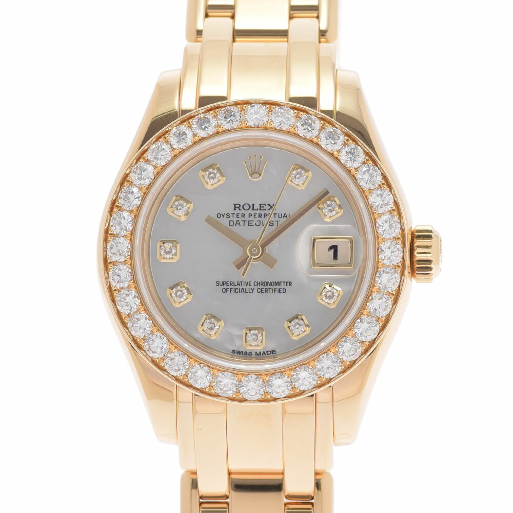 【ポイント3倍★15日限定】【最大2万円OFFクーポン★16日まで】ROLEX ロレックス デイトジャスト パールマスター ベゼルダイヤ 10Pダイヤ 80298NG レディース YG 腕時計 自動巻き ホワイトシェル文字盤 Aランク 中古 銀蔵