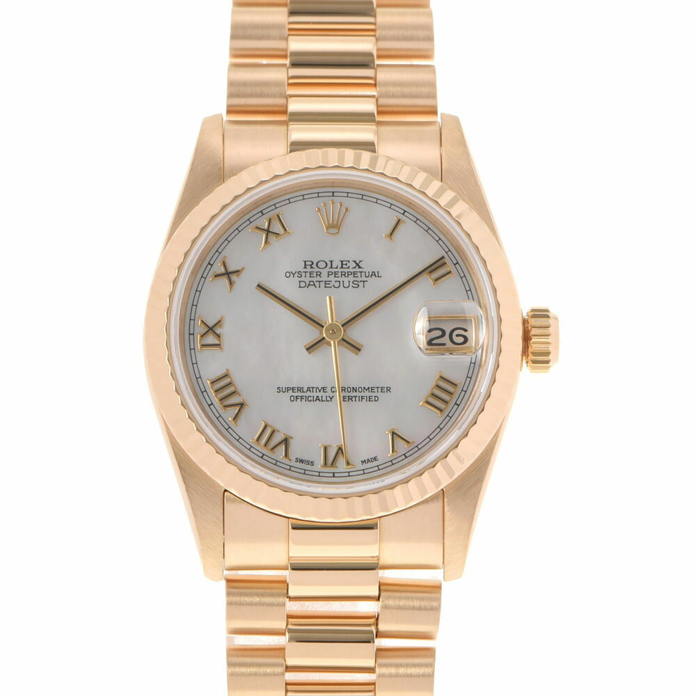 【ポイント3倍★20日限定】【最大2万円OFFクーポン★23日20時～】ROLEX ロレックス デイトジャスト 68278NR レディース YG 腕時計 自動巻き ホワイトシェル文字盤 Aランク 中古 銀蔵