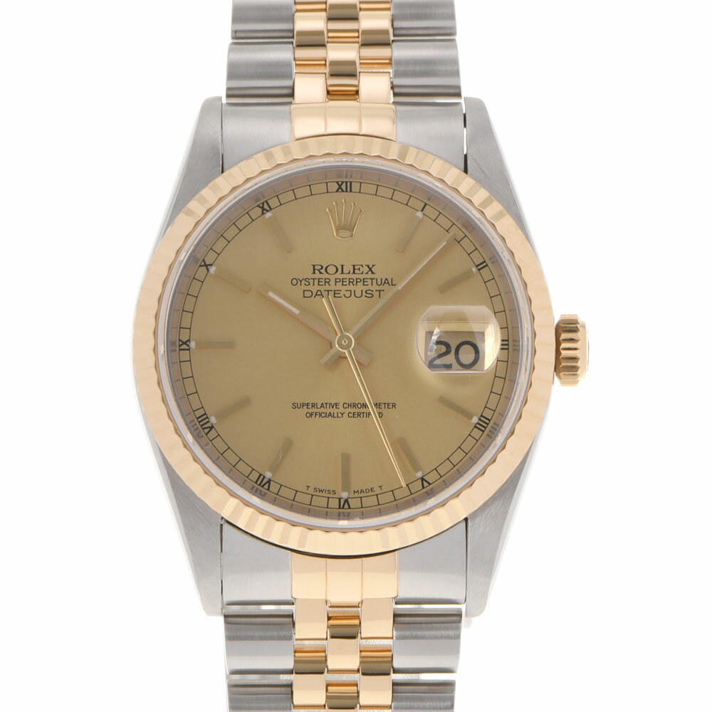 【ポイント3倍★20日限定】【最大2万円OFFクーポン★23日20時～】ROLEX ロレックス デイトジャスト 16233 メンズ YG/SS 腕時計 自動巻き シャンパン文字盤 Aランク 中古 銀蔵