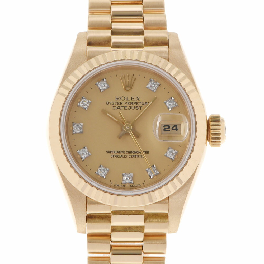 【ポイント3倍★15日限定】【最大2万円OFFクーポン★16日まで】ROLEX ロレックス デイトジャスト 10Pダイヤ 69178G レディース YG 腕時計 自動巻き シャンパン文字盤 Aランク 中古 銀蔵