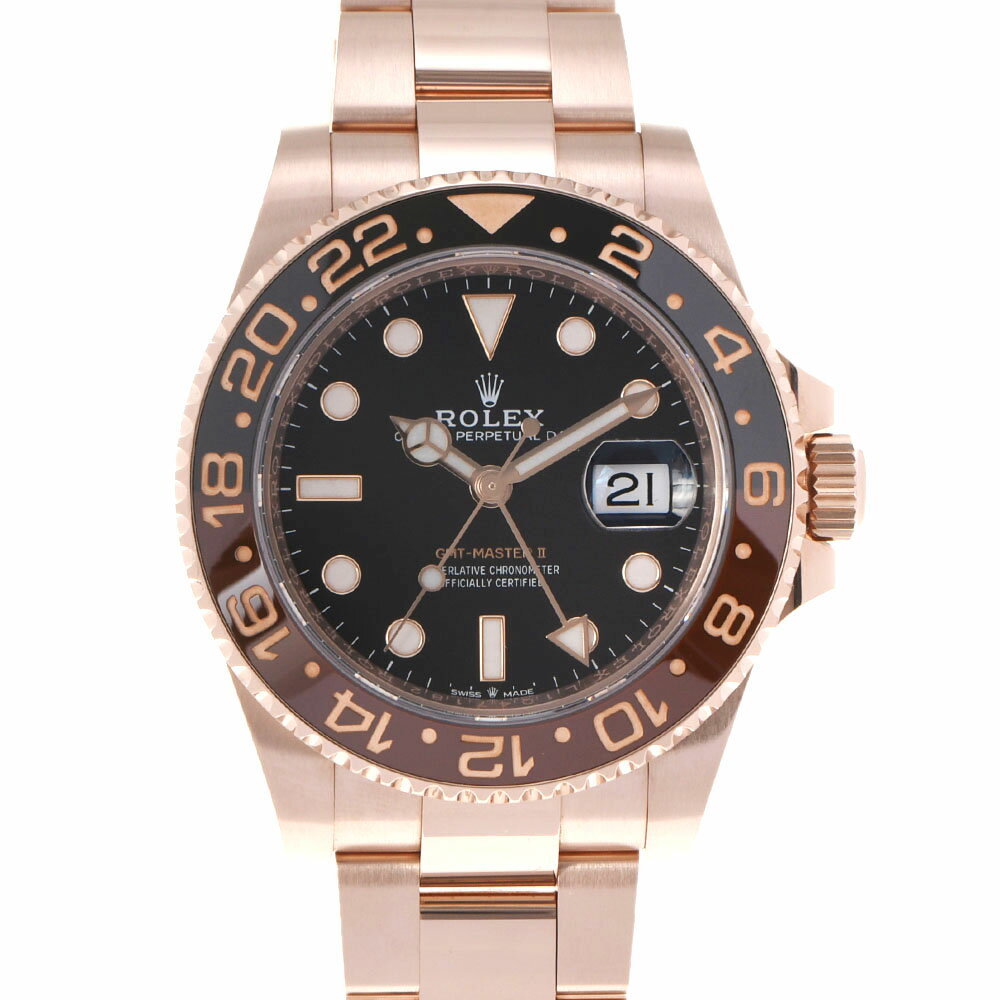 【ポイント3倍★20日限定】【最大2万円OFFクーポン★23日20時～】ROLEX ロレックス GMTマスター2 黒/ブラウンベゼル 126715CHNR メンズ エバーローズゴールド 腕時計 自動巻き 黒文字盤 Aランク 中古 銀蔵