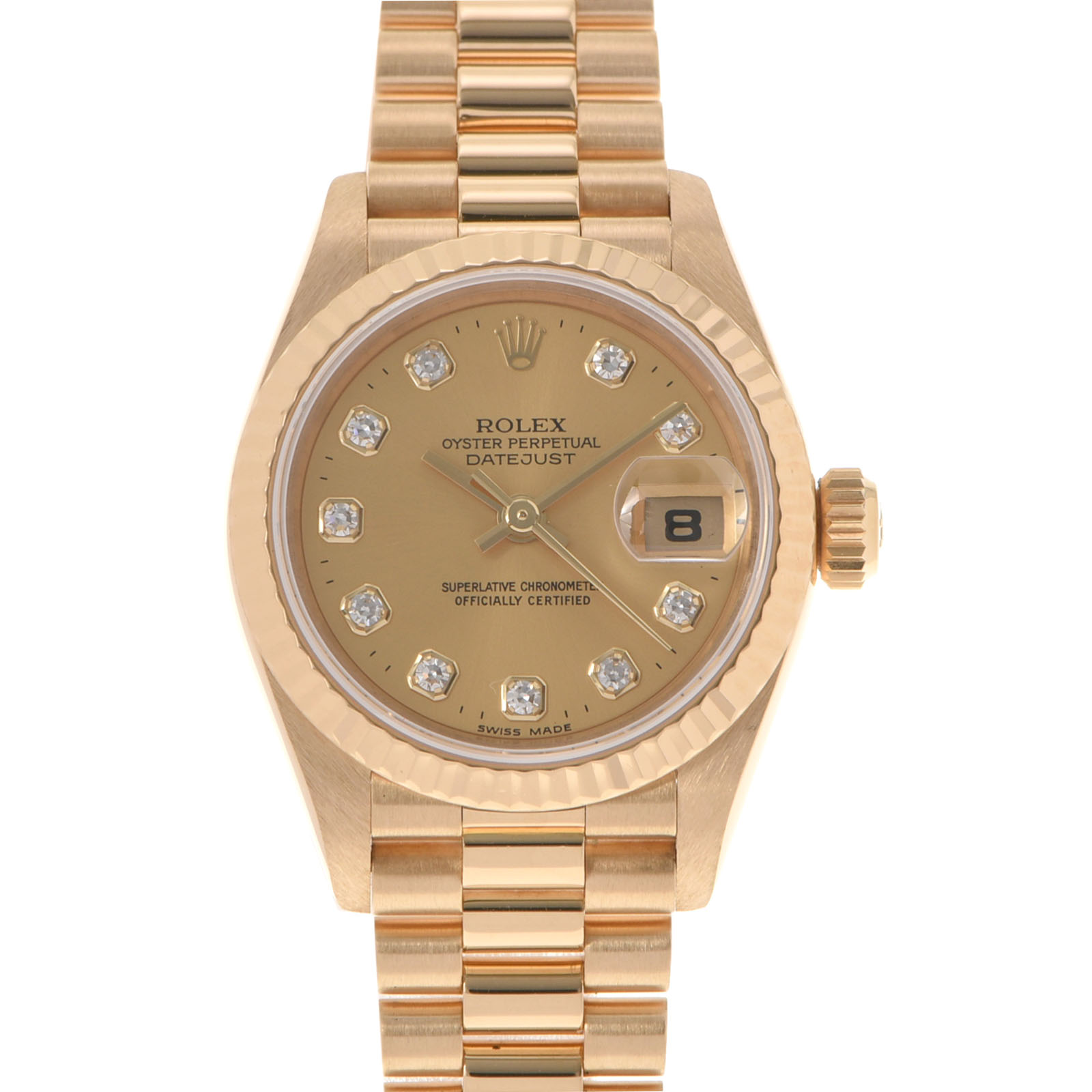 【ポイント3倍★25日限定】【最大2万円OFFクーポン★23日20時～】ROLEX ロレックス デイトジャスト 10Pダイヤ 69178G レディース YG 腕時計 自動巻き シャンパン文字盤 Aランク 中古 銀蔵