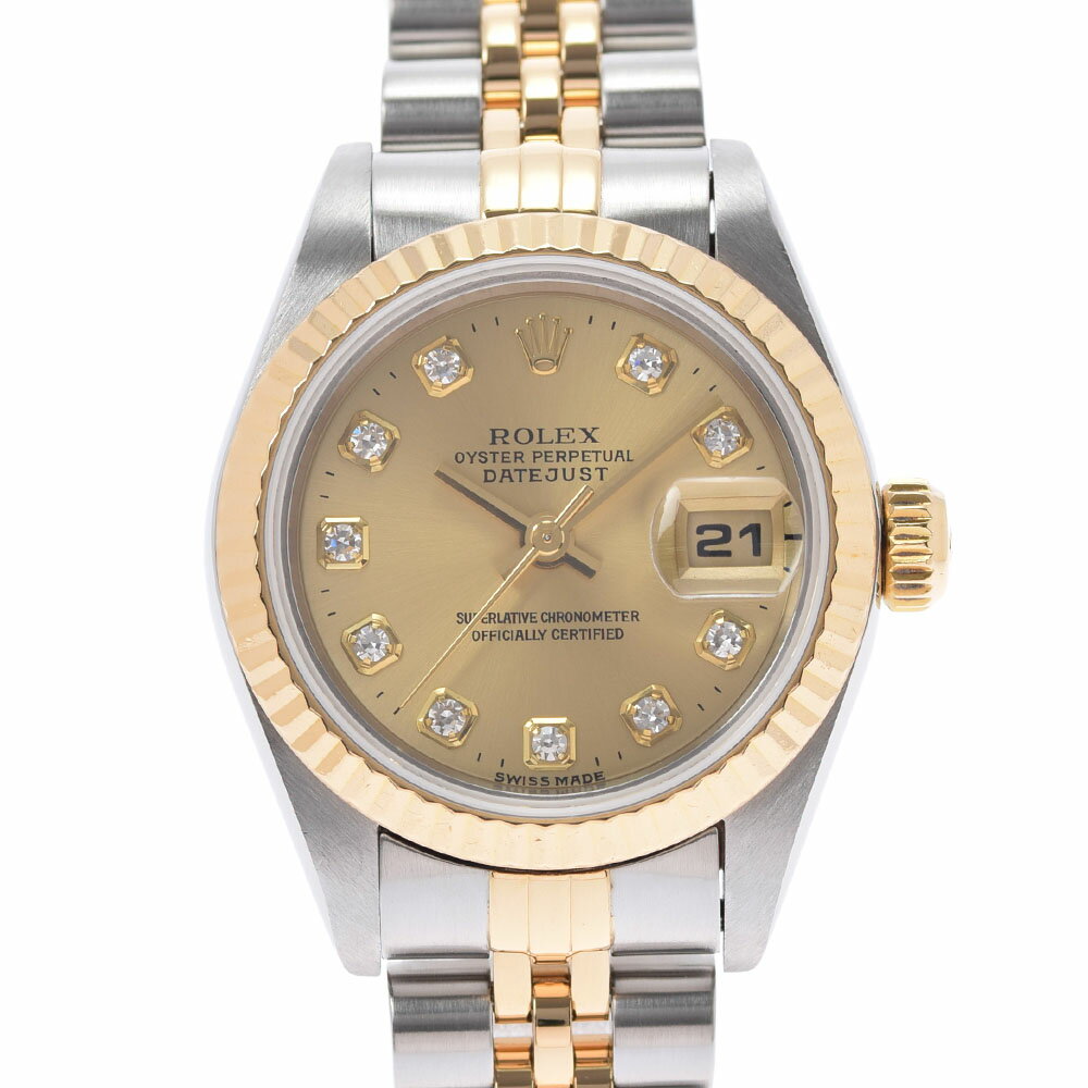 【ポイント2倍★9日～】【最大2万円OFFクーポン★11日まで】ROLEX ロレックス デイトジャスト 10Pダイヤ 69173G レディース YG/SS 腕時計 自動巻き シャンパン文字盤 Aランク 中古 銀蔵