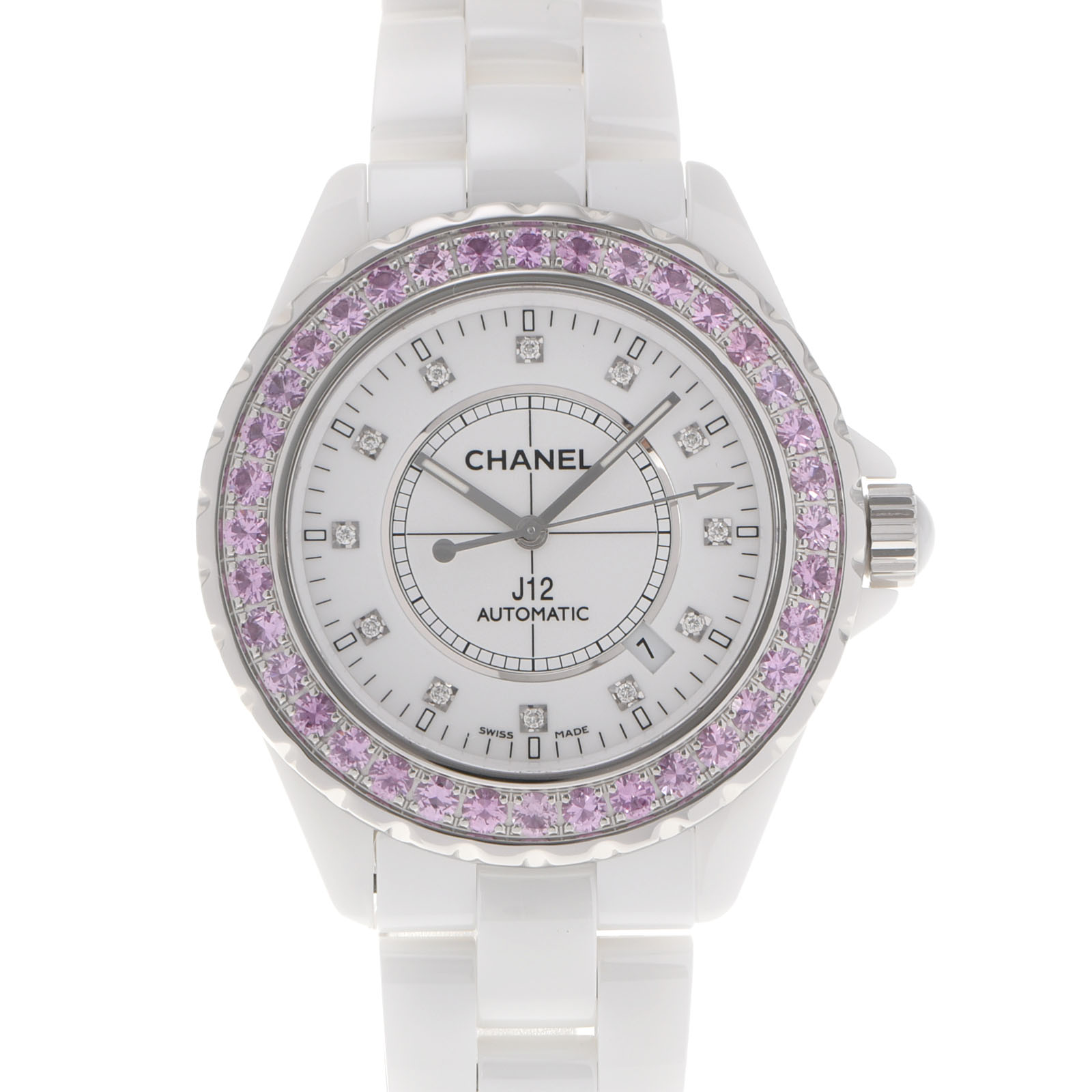 【ポイント3倍★18日限定】CHANEL シャネル J12 42mm 12Pダイヤ ピンクサファイア ...