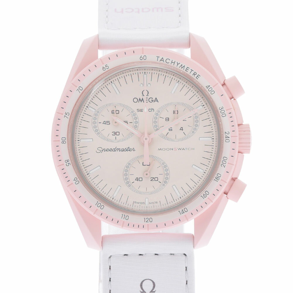 【ポイント2倍★1日限定】SWATCH スウォッチ OMEGA オメガ MISSION TO VENUS SO33P100 ボーイズ バイオセラミック /ナイロン /ベルクロ 腕時計 クオーツ ピンク文字盤 Aランク 中古 銀蔵