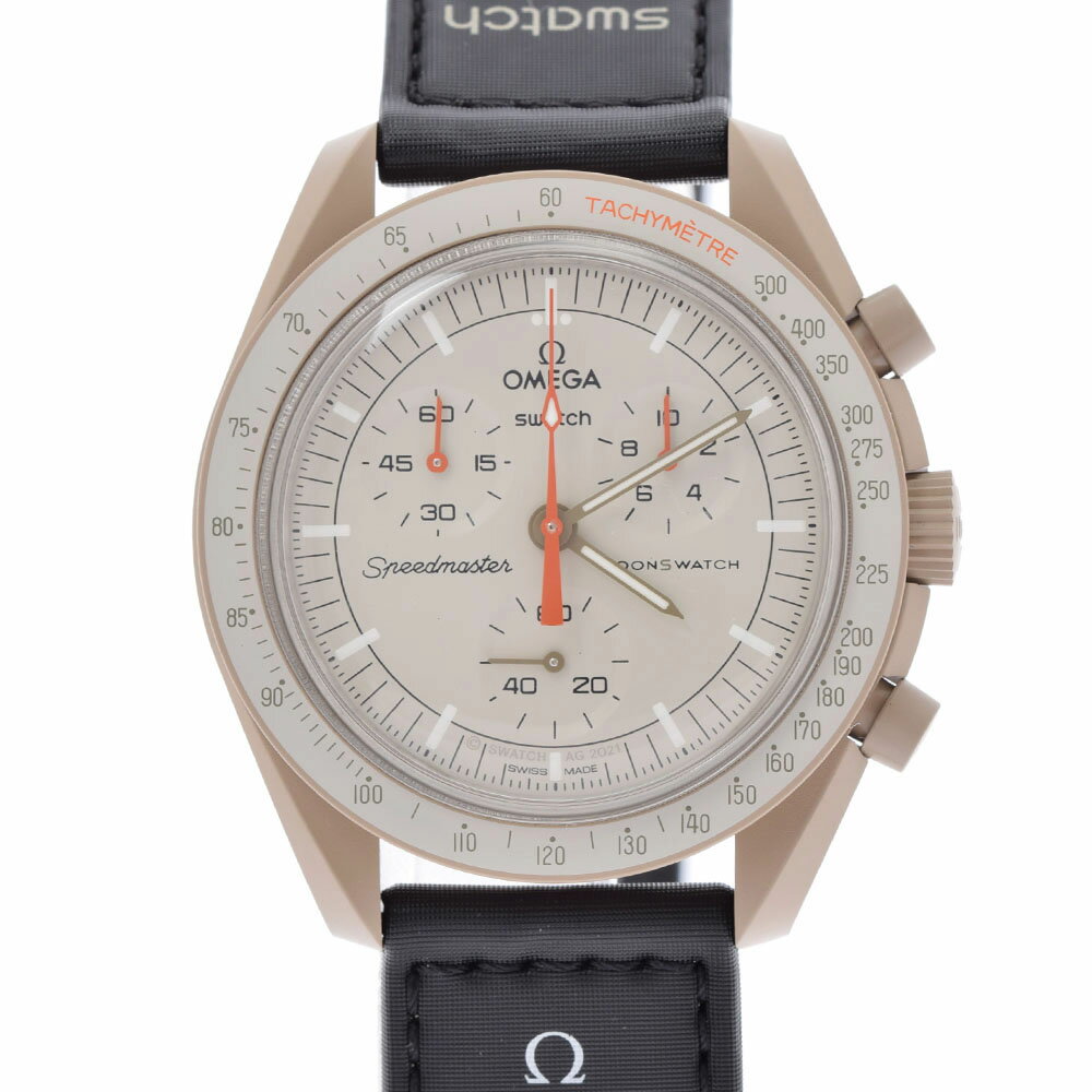 【ポイント3倍★30日限定】SWATCH スウォッチ OMEGA オメガ MISSION TO JUPITER SO33C100 メンズ バイオセラミック /ナイロン 腕時計 クオーツ ベージュ文字盤 Aランク 中古 銀蔵