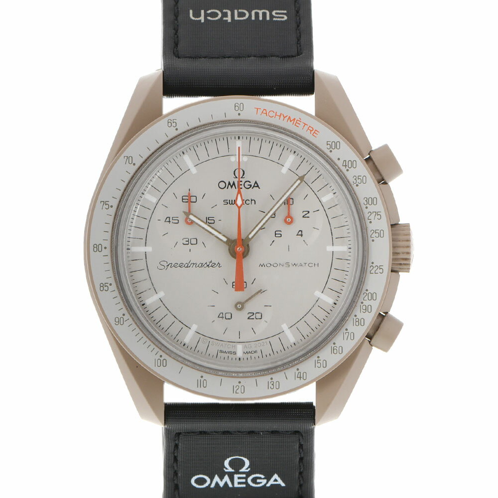 【ポイント3倍★30日限定】SWATCH スウォッチ OMEGA オメガ MISSION TO JUPITER SO33C100 メンズ バイオセラミック /ナイロン 腕時計 クオーツ ベージュ文字盤 ABランク 中古 銀蔵