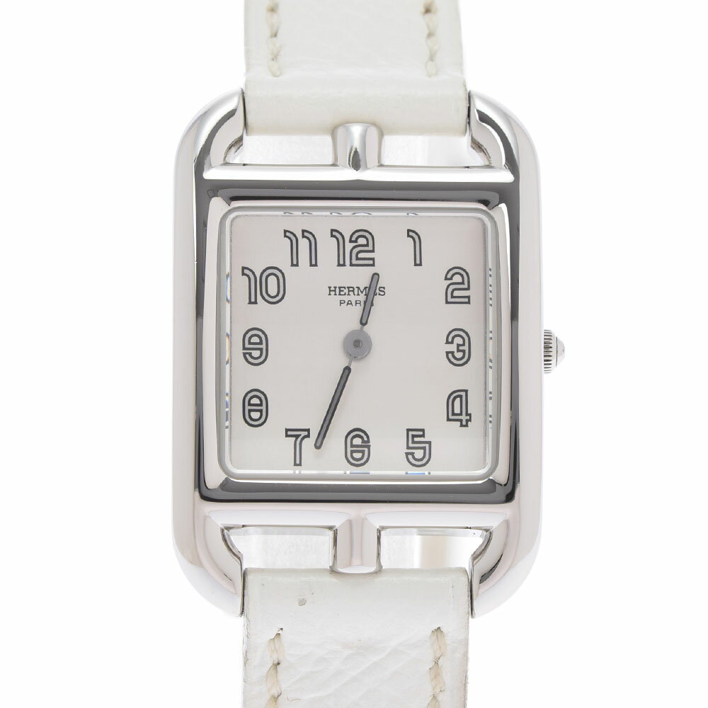 【P3倍★10日～】【最大2万円OFFクーポン★11日1:59まで】HERMES エルメス ケープコッド ドゥブルトゥール CC1.210 レディース SS/革 腕時計 クオーツ 白文字盤 Aランク 中古 銀蔵のサムネイル