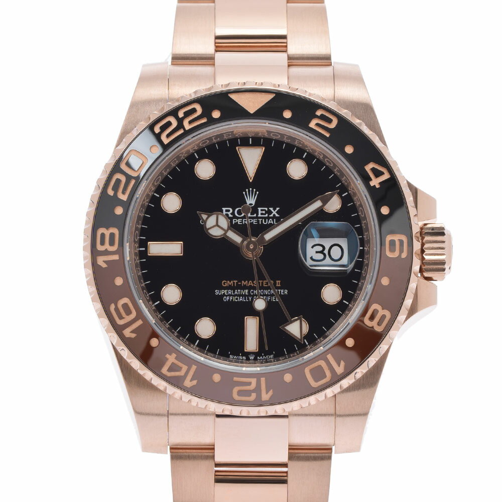 【ポイント3倍★20日限定】【最大2万円OFFクーポン★23日20時～】ROLEX ロレックス GMTマスター2 黒/ブラウンベゼル 126715CHNR メンズ エバーローズゴールド 腕時計 自動巻き 黒文字盤 Aランク 中古 銀蔵