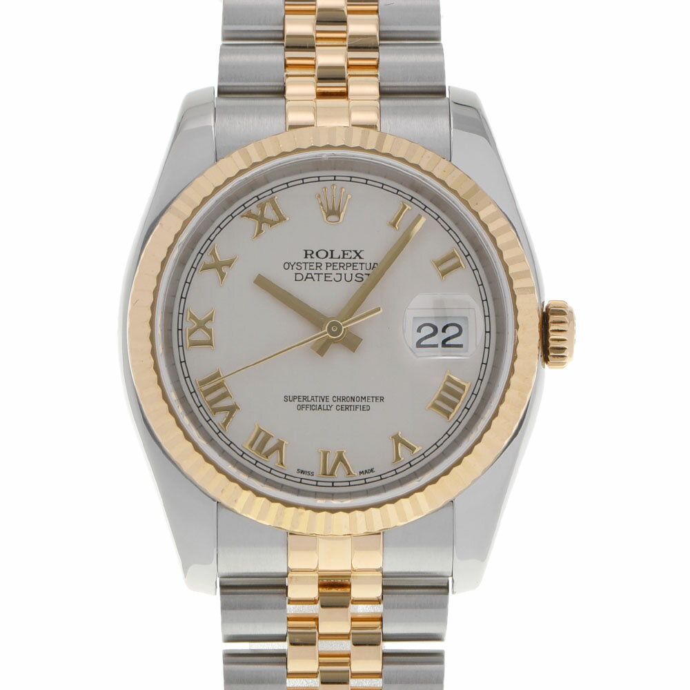 【ポイント3倍★15日限定】【最大2万円OFFクーポン★16日まで】ROLEX ロレックス デイトジャスト 116233 メンズ YG/SS 腕時計 自動巻き 白ピラミッド文字盤 Aランク 中古 銀蔵