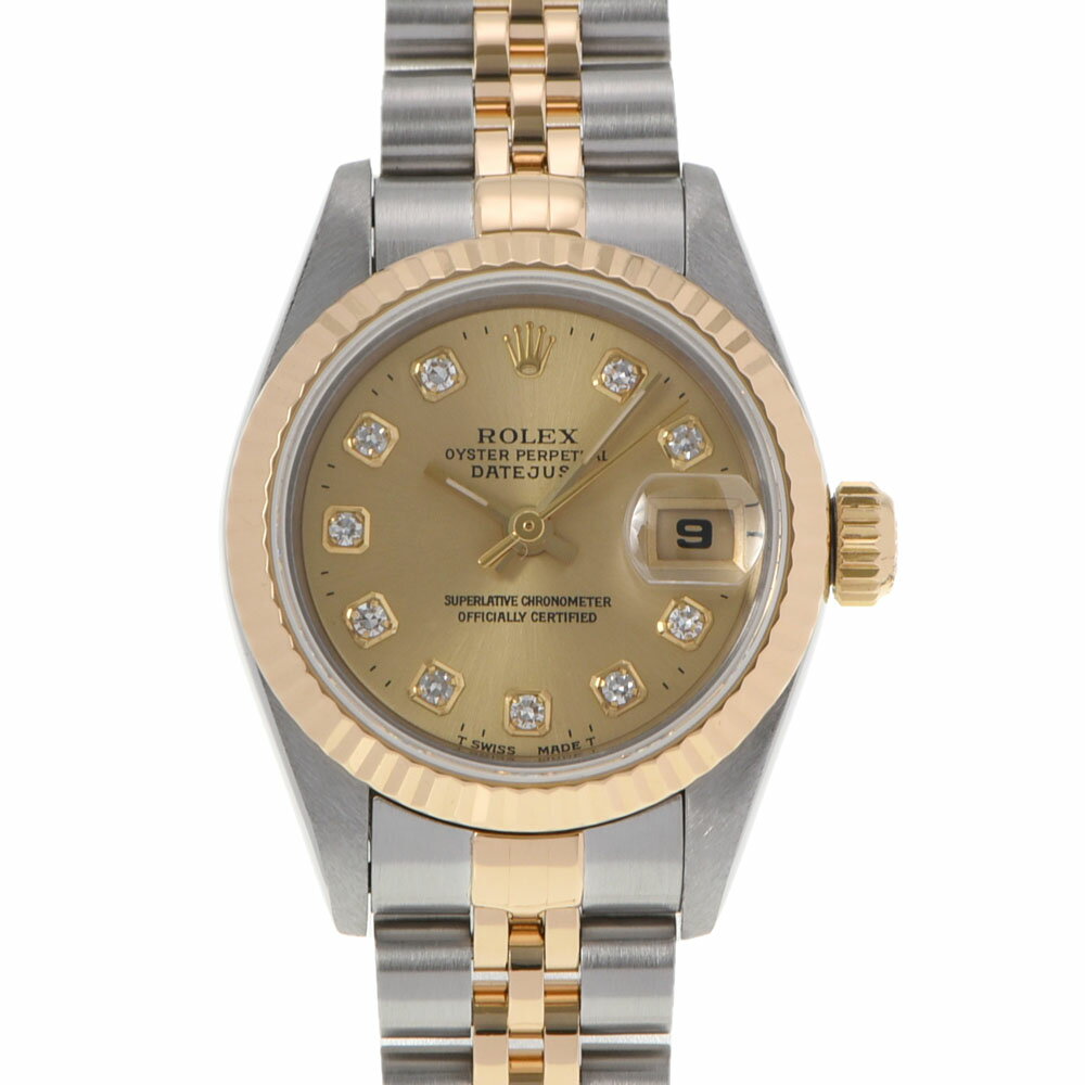 ROLEX ロレックス デイトジャスト 10Pダイヤ 69173G レディース YG/SS 腕時計 自動巻き シャンパン文字盤 Aランク 中古 銀蔵