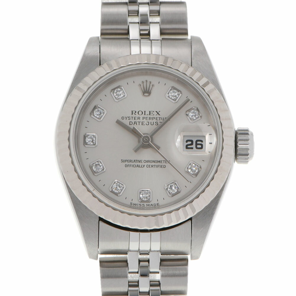 【最大2万円OFFクーポン★9日20時〜】ROLEX ロレックス デイトジャスト 10Pダイヤ 79174G レディース SS/WG 腕時計 自動巻き シルバー文字盤 Aランク 中古 銀蔵