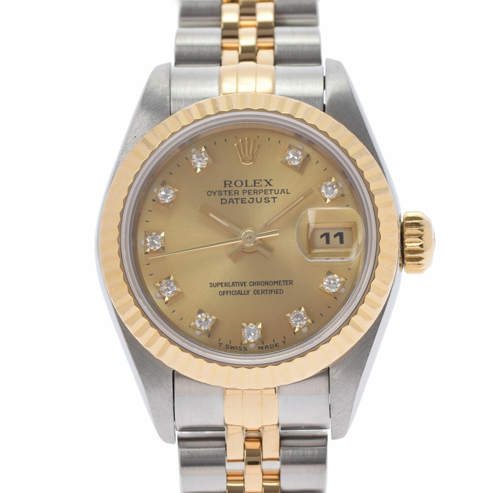 【ポイント3倍★15日限定】【最大2万円OFFクーポン★16日まで】ROLEX ロレックス デイトジャスト 10Pダイヤ 69173G レディース YG/SS 腕時計 自動巻き シャンパン文字盤 Aランク 中古 銀蔵