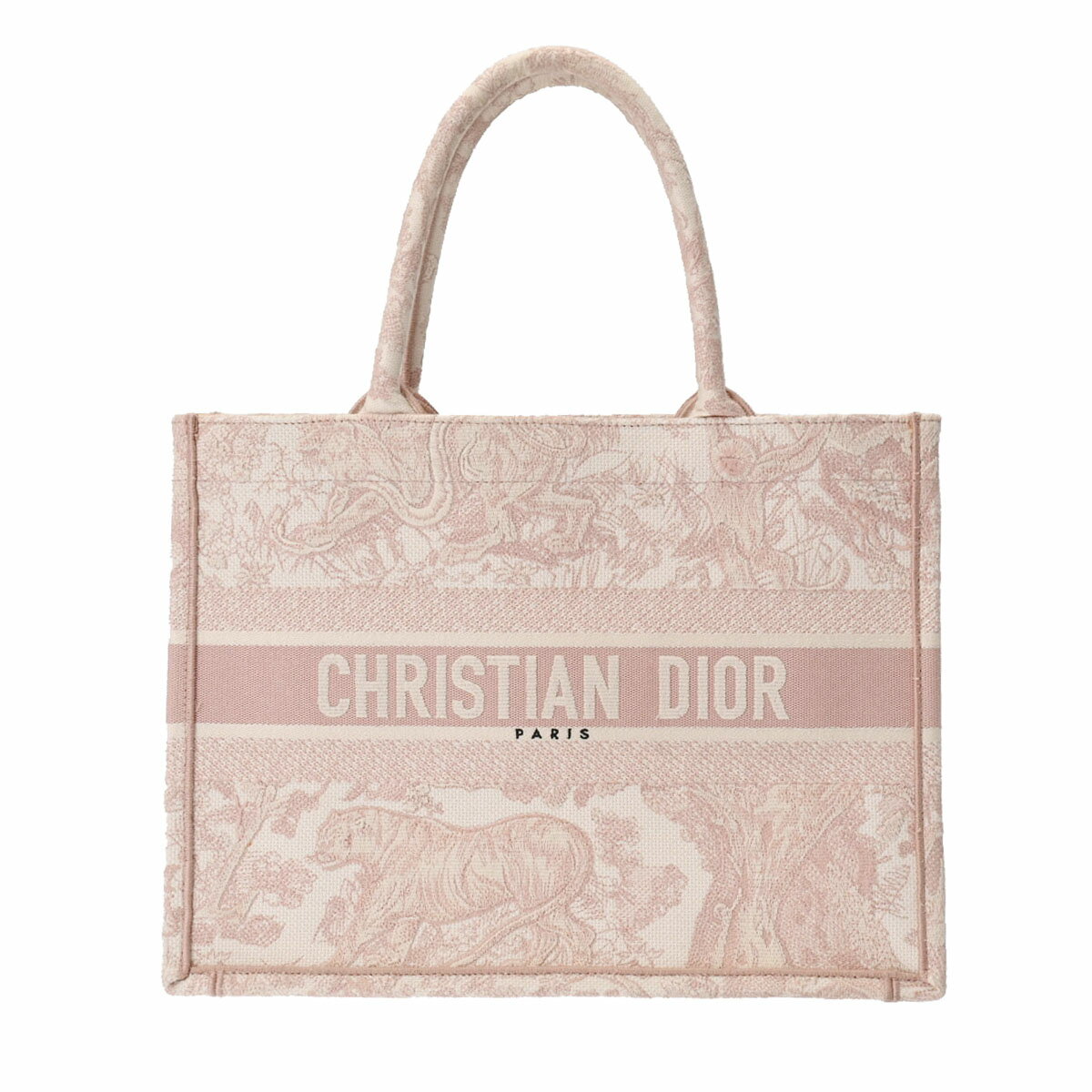 CHRISTIAN DIOR クリスチャンディオール ブックトート ミディアム ピンク レディース ジャガード ハンドバッグ ABランク 中古 銀蔵のサムネイル
