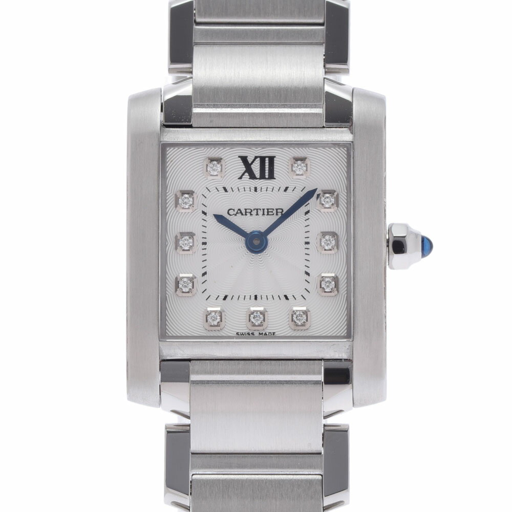 CARTIER カルティエ タンク フランセーズSM 11Pダイヤ WE110006 レディース SS 腕時計 クオーツ シルバー文字盤 Aランク 中古 銀蔵のサムネイル