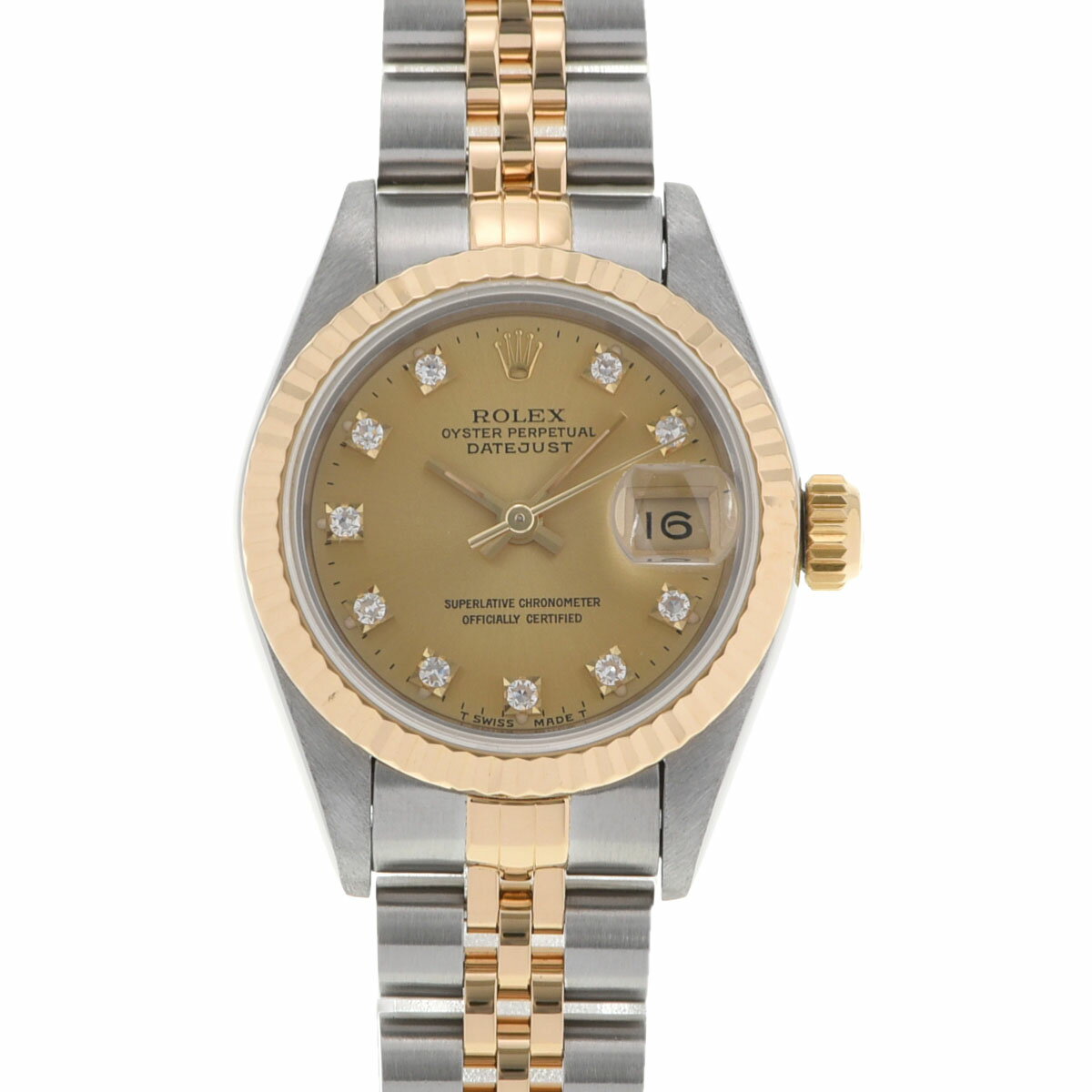 ROLEX ロレックス デイトジャスト 10Pダイヤ 69173G レディース YG/SS 腕時計 自動巻き シャンパン文字盤 Aランク 中古 銀蔵