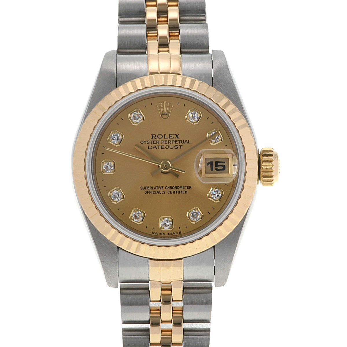 ROLEX ロレックス デイトジャスト 10Pダイヤ 69173G レディース YG/SS 腕時計 自動巻き シャンパン文字盤 Aランク 中古 銀蔵