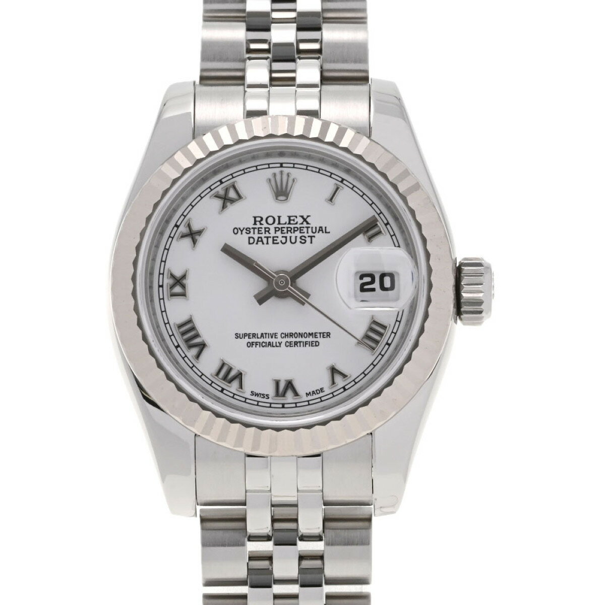 【ポイント3倍★15日限定】【最大2万円OFFクーポン★16日まで】ROLEX ロレックス デイトジャスト 179174 レディース SS/WG 腕時計 自動巻き ホワイト文字盤 Aランク 中古 銀蔵