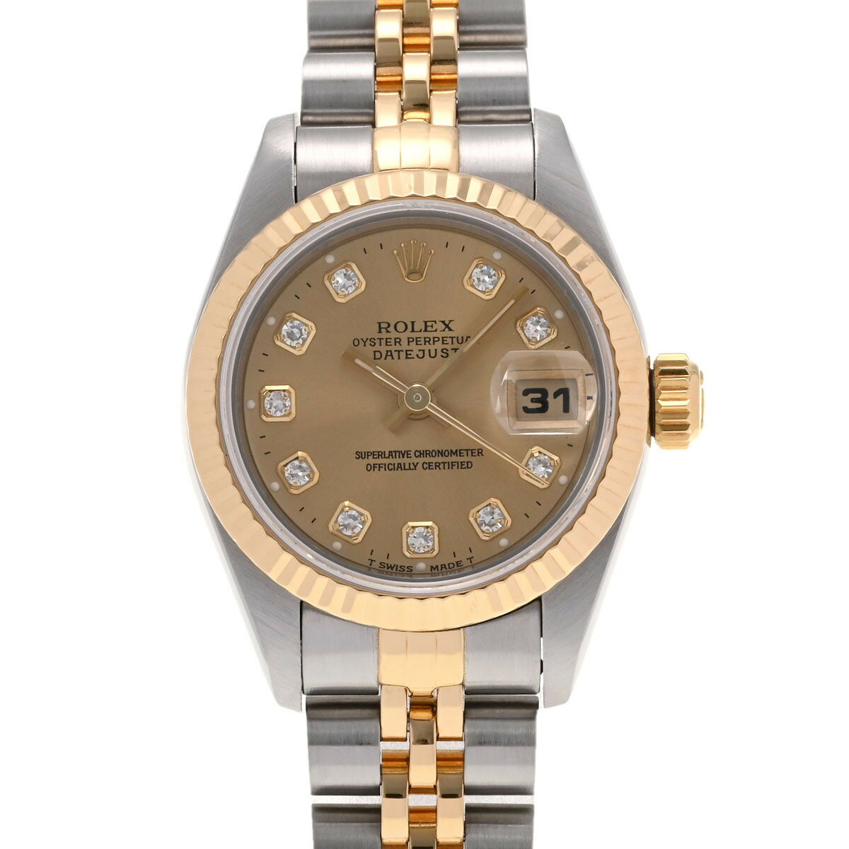 【ポイント3倍★15日限定】【最大2万円OFFクーポン★16日まで】ROLEX ロレックス デイトジャスト 10Pダイヤ 69173G レディース YG/SS 腕時計 自動巻き シャンパン文字盤 Aランク 中古 銀蔵