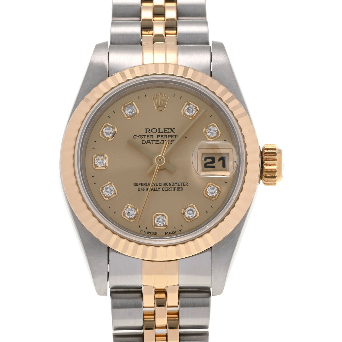 【ポイント3倍★10日限定】【最大2万円OFFクーポン★9日20時～】ROLEX ロレックス デイトジャスト 10Pダイヤ 69173G レディース YG/SS 腕時計 自動巻き シャンパン文字盤 Aランク 中古 銀蔵