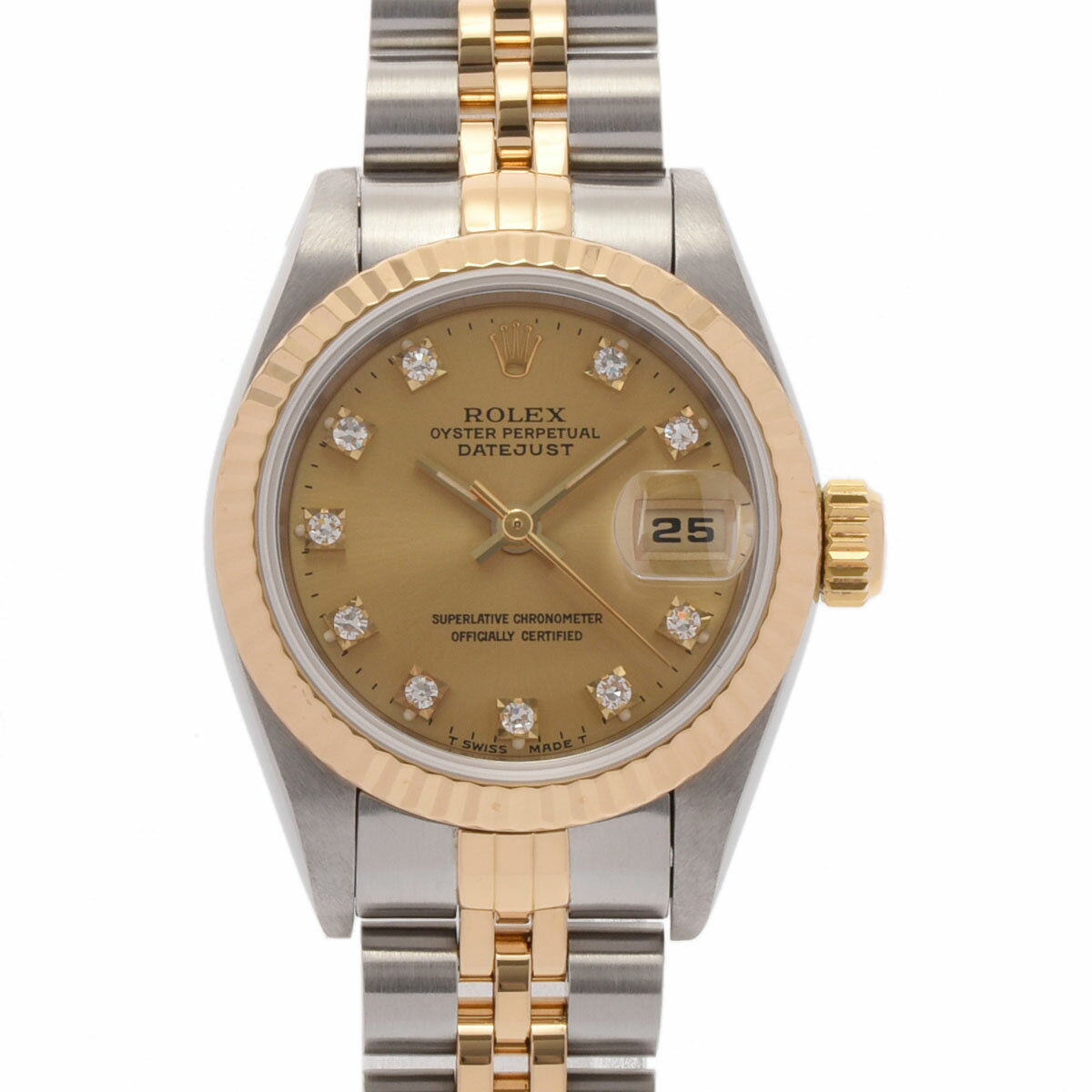 ROLEX ロレックス デイトジャスト 10Pダイヤ 69173G レディース YG/SS 腕時計 自動巻き シャンパン文字盤 Aランク 中古 銀蔵