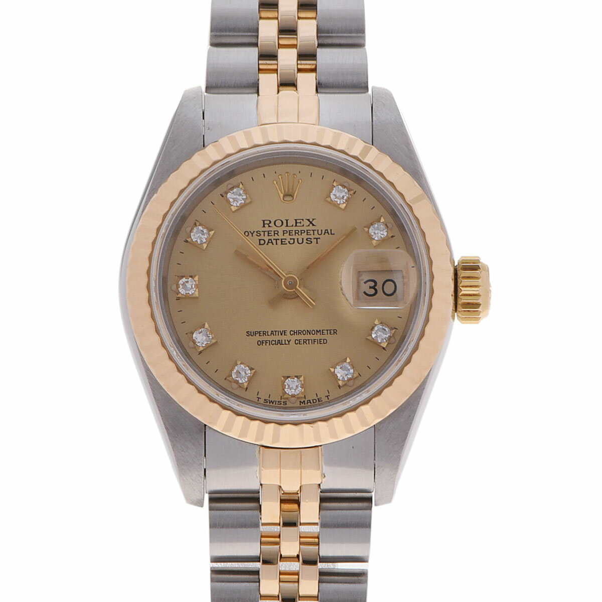 【ポイント3倍★15日限定】【最大2万円OFFクーポン★16日まで】ROLEX ロレックス デイトジャスト 10Pダイヤ 69173G レディース YG/SS 腕時計 自動巻き シャンパン文字盤 Aランク 中古 銀蔵