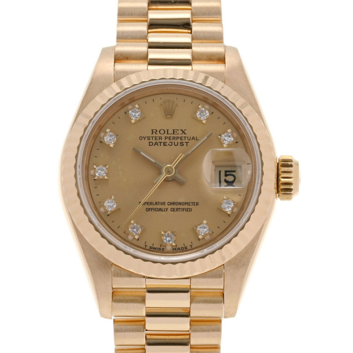 【ポイント3倍★15日限定】【最大2万円OFFクーポン★16日まで】ROLEX ロレックス デイトジャスト 10Pダイヤ 69178G レディース YG 腕時計 自動巻き シャンパン文字盤 Aランク 中古 銀蔵