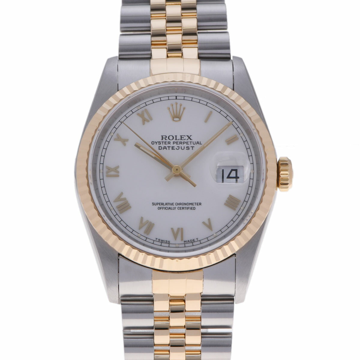 【ポイント3倍★25日限定】【最大2万円OFFクーポン★23日20時～】ROLEX ロレックス デイトジャスト 16233 メンズ YG/SS 腕時計 自動巻き ホワイト文字盤 Aランク 中古 銀蔵