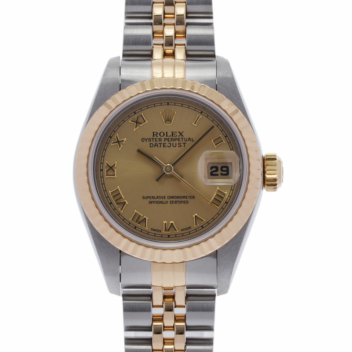 【ポイント2倍★1日限定】ROLEX ロレックス デイトジャスト 69173 レディース YG/SS 腕時計 自動巻き シャンパン文字盤 Aランク 中古 銀蔵