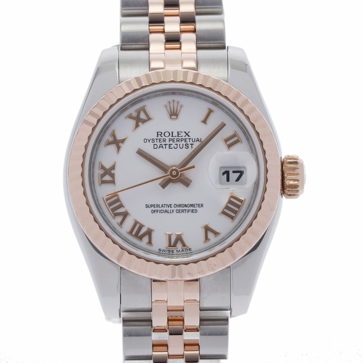 【ポイント3倍★25日限定】【最大2万円OFFクーポン★23日20時～】ROLEX ロレックス デイトジャスト 179171G レディース PG/SS 腕時計 自動巻き ホワイトローマン文字盤 Aランク 中古 銀蔵