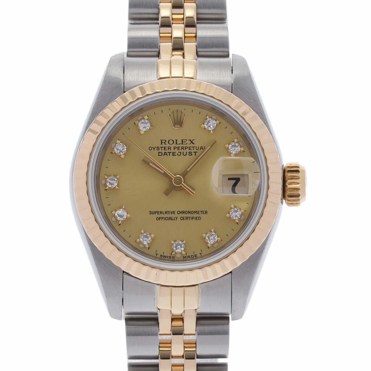 【ポイント3倍★15日限定】【最大2万円OFFクーポン★16日まで】ROLEX ロレックス デイトジャスト 10Pダイヤ 69173G レディース YG/SS 腕時計 自動巻き シャンパン文字盤 Aランク 中古 銀蔵