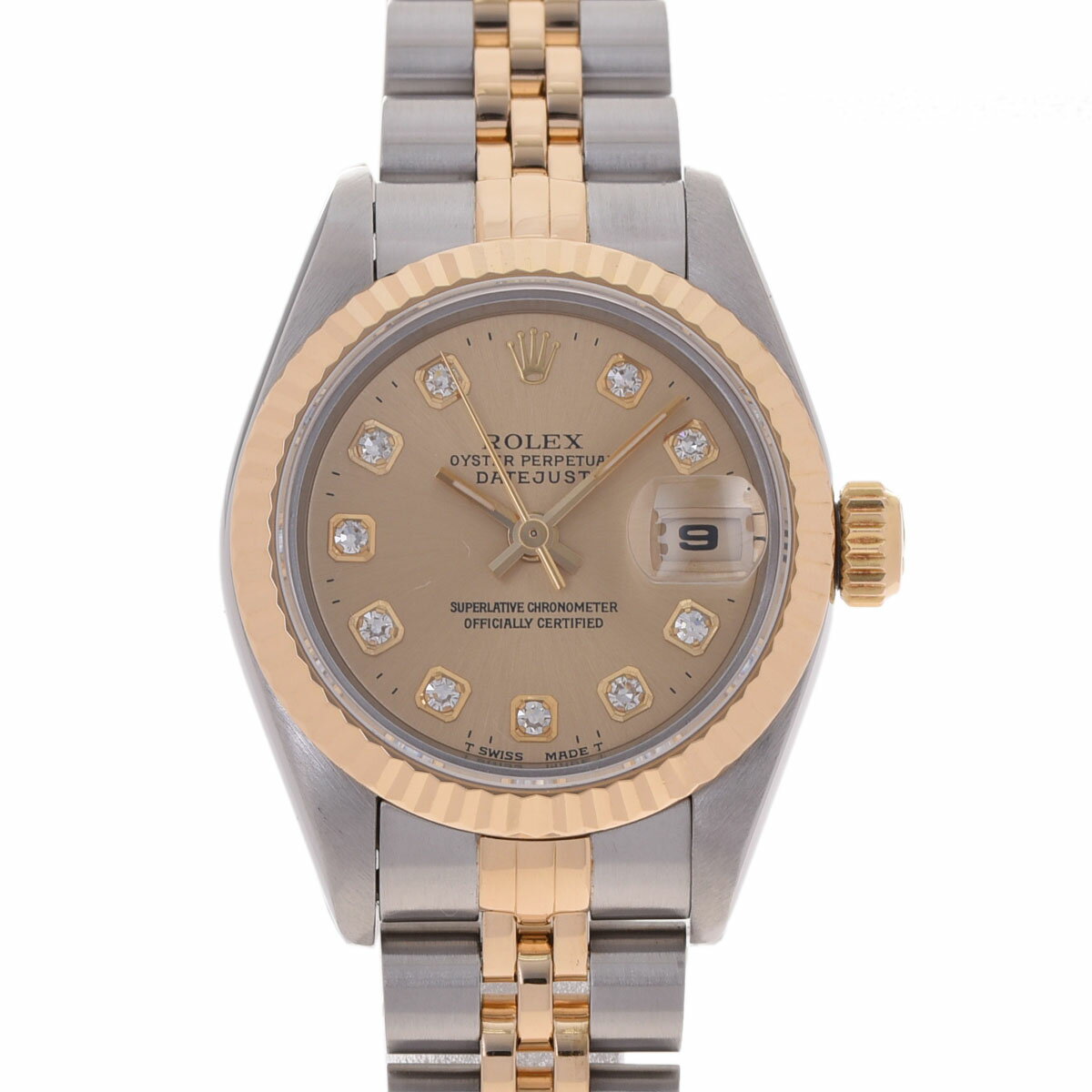 【ポイント3倍★15日限定】【最大2万円OFFクーポン★16日まで】ROLEX ロレックス デイトジャスト 10Pダイヤ 69173G レディース YG/SS 腕時計 自動巻き シャンパン文字盤 Aランク 中古 銀蔵