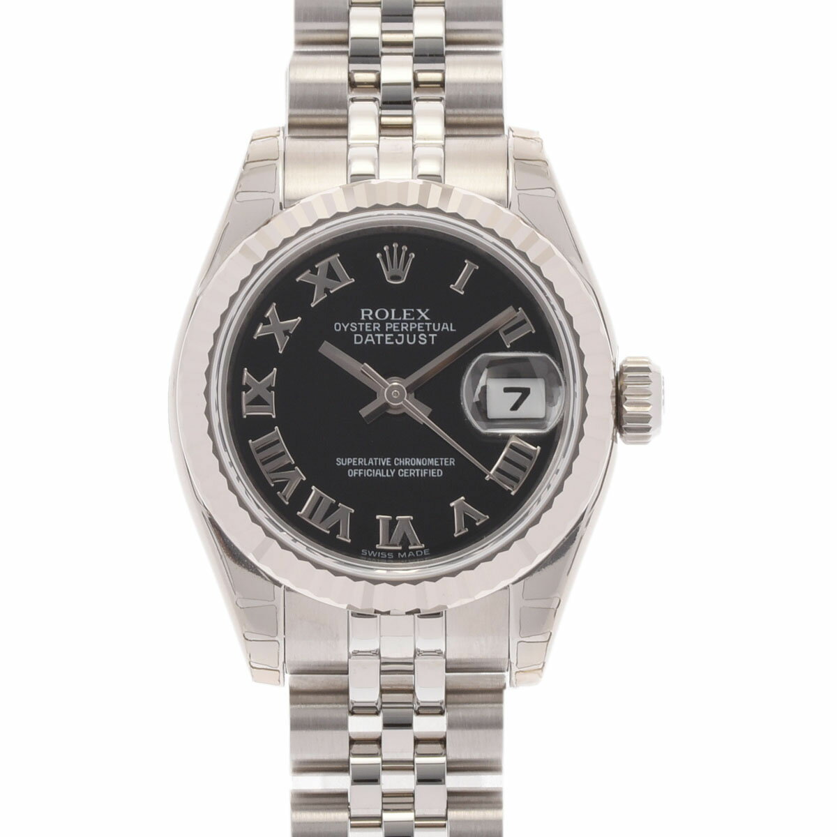 【ポイント2倍★30日限定】【最大25,000円OFFクーポン★30日まで】ROLEX ロレックス デイトジャスト 179174 レディース SS/WG 腕時計 自動巻き ブラック文字盤 Aランク 中古 銀蔵