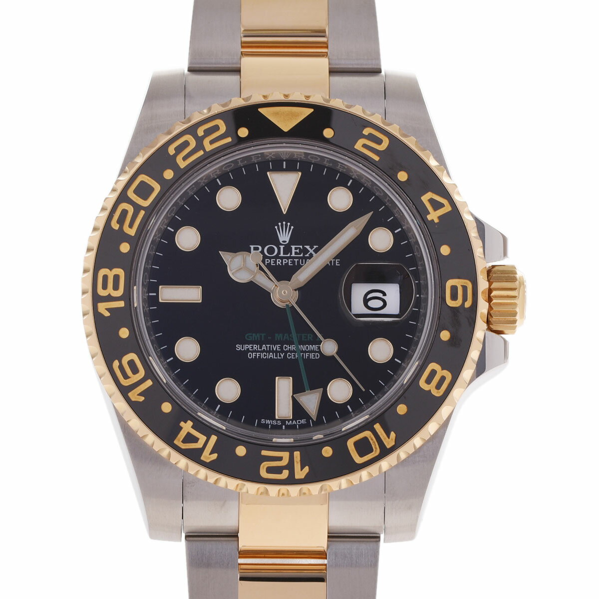 【ポイント3倍★25日限定】【最大2万円OFFクーポン★23日20時～】ROLEX ロレックス GMTマスター2 116713LN メンズ SS/YG 腕時計 自動巻き ブラック文字盤 Aランク 中古 銀蔵