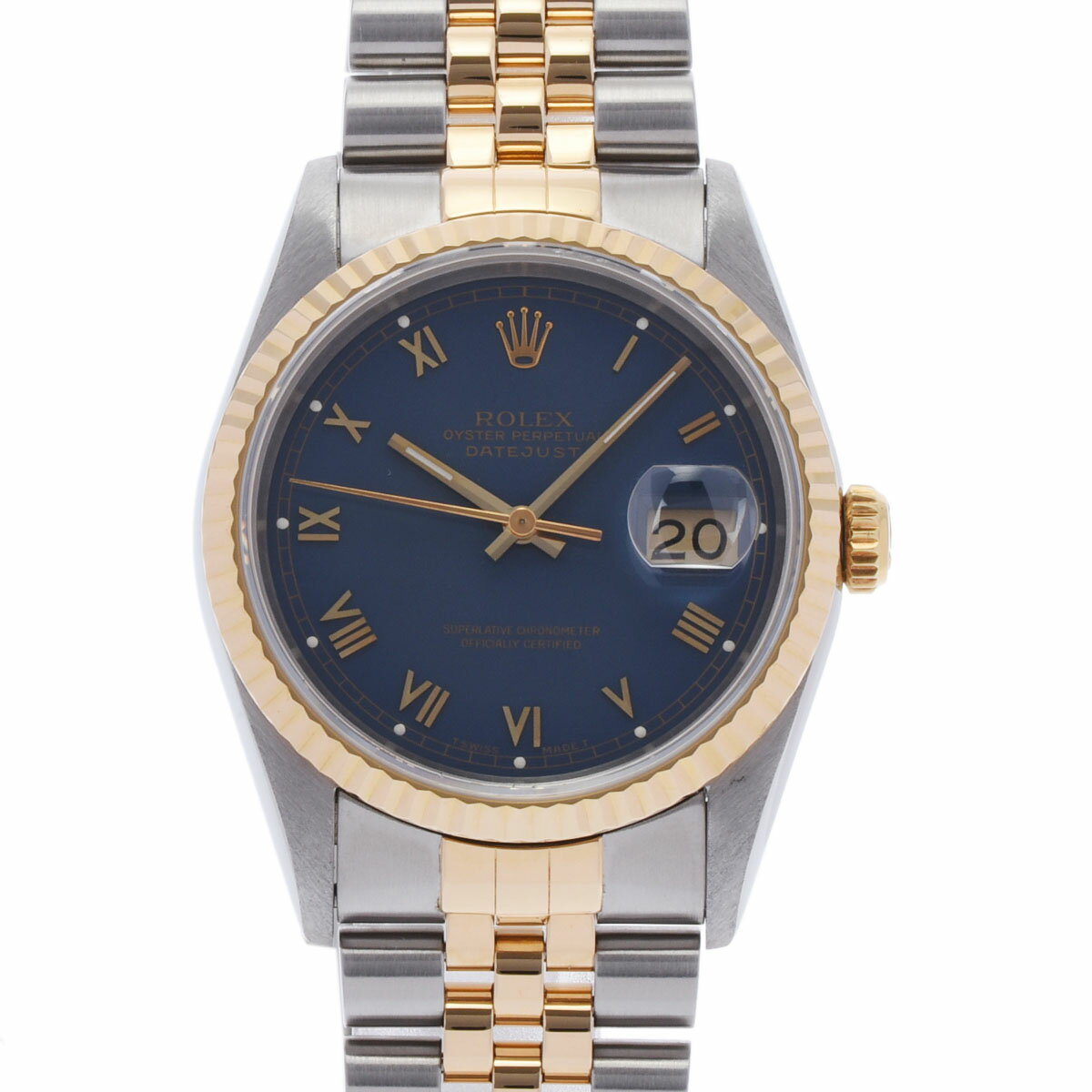 ROLEX ロレックス デイトジャスト 16233 メンズ YG/SS 腕時計 自動巻き ブルー文字盤 Aランク 中古 銀蔵