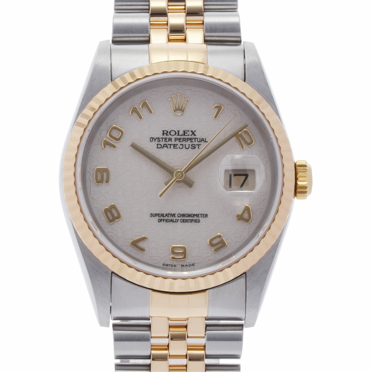 【ポイント3倍★25日限定】【最大2万円OFFクーポン★23日20時～】ROLEX ロレックス デイトジャスト 16233 メンズ YG/SS 腕時計 自動巻き アイボリーコンピューター文字盤 Aランク 中古 銀蔵