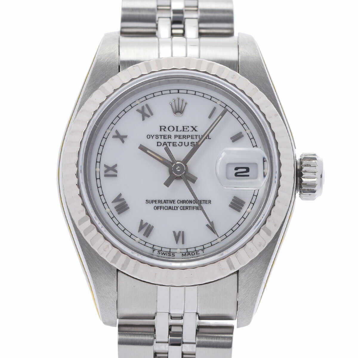 【ポイント3倍★15日限定】【最大2万円OFFクーポン★16日まで】ROLEX ロレックス デイトジャスト 69174 レディース SS/WG 腕時計 自動巻き ホワイト文字盤 Aランク 中古 銀蔵