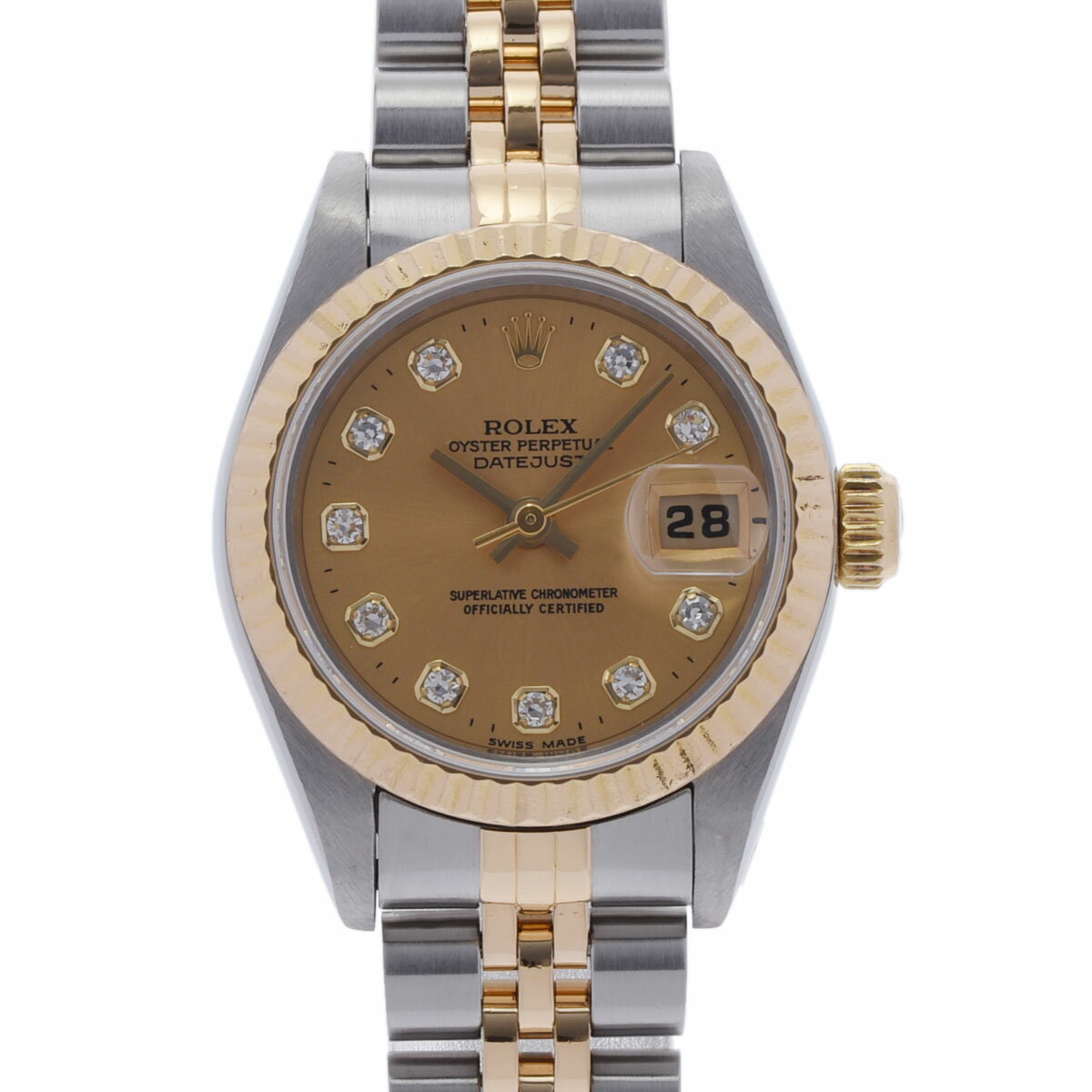 ROLEX ロレックス デイトジャスト 10Pダイヤ 69173G レディース YG/SS 腕時計 自動巻き シャンパン文字盤 Aランク 中古 銀蔵