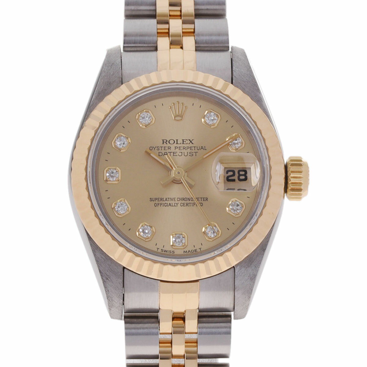 ROLEX ロレックス デイトジャスト 10Pダイヤ 69173G レディース YG/SS 腕時計 自動巻き シャンパン文字盤 Aランク 中古 銀蔵