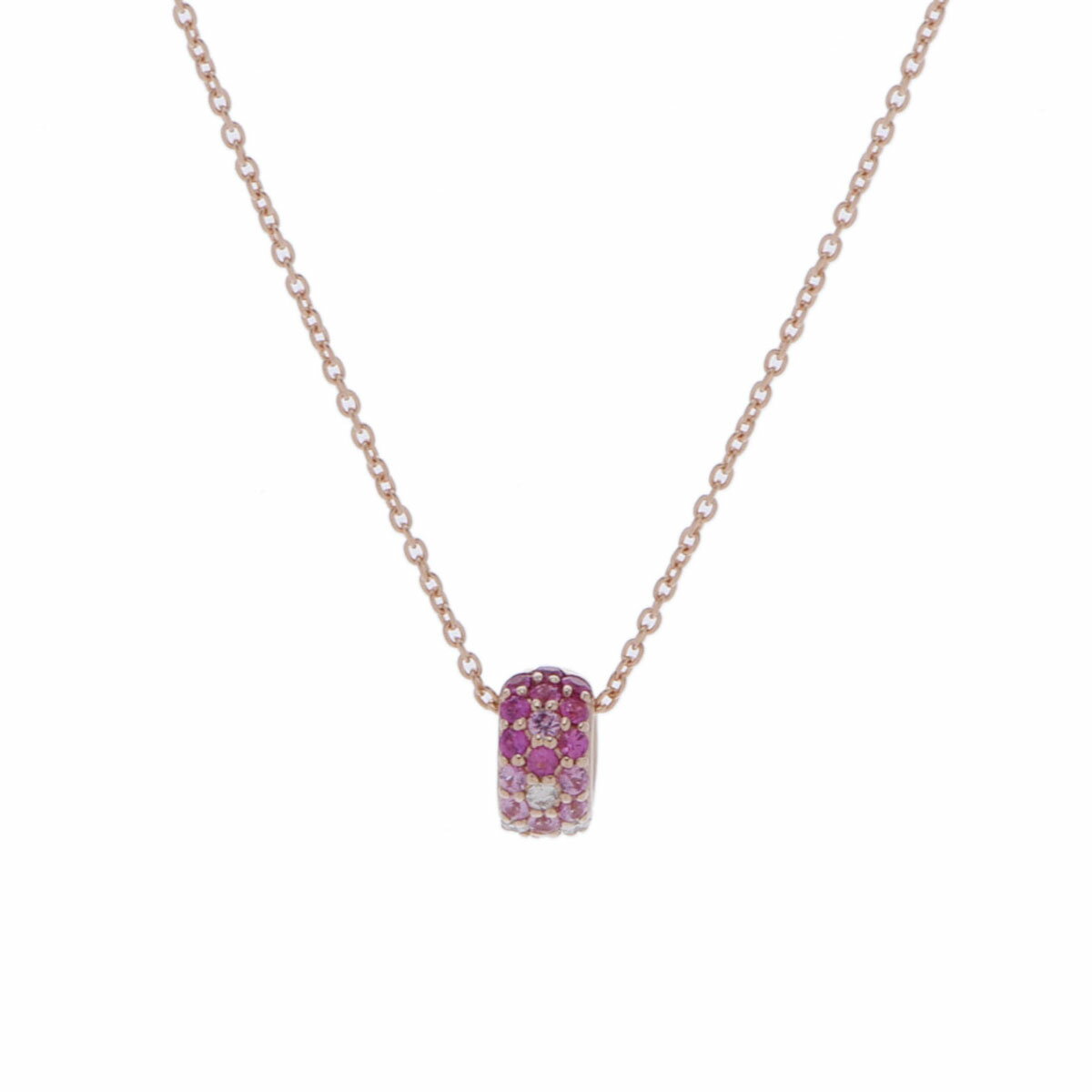 Ponte Vecchio ポンテヴェキオ ロトンド ピンクサファイア 0.12ct ダイヤ0.03ct - - レディース K18ピンクゴールド ネックレス Aランク 中古 銀蔵