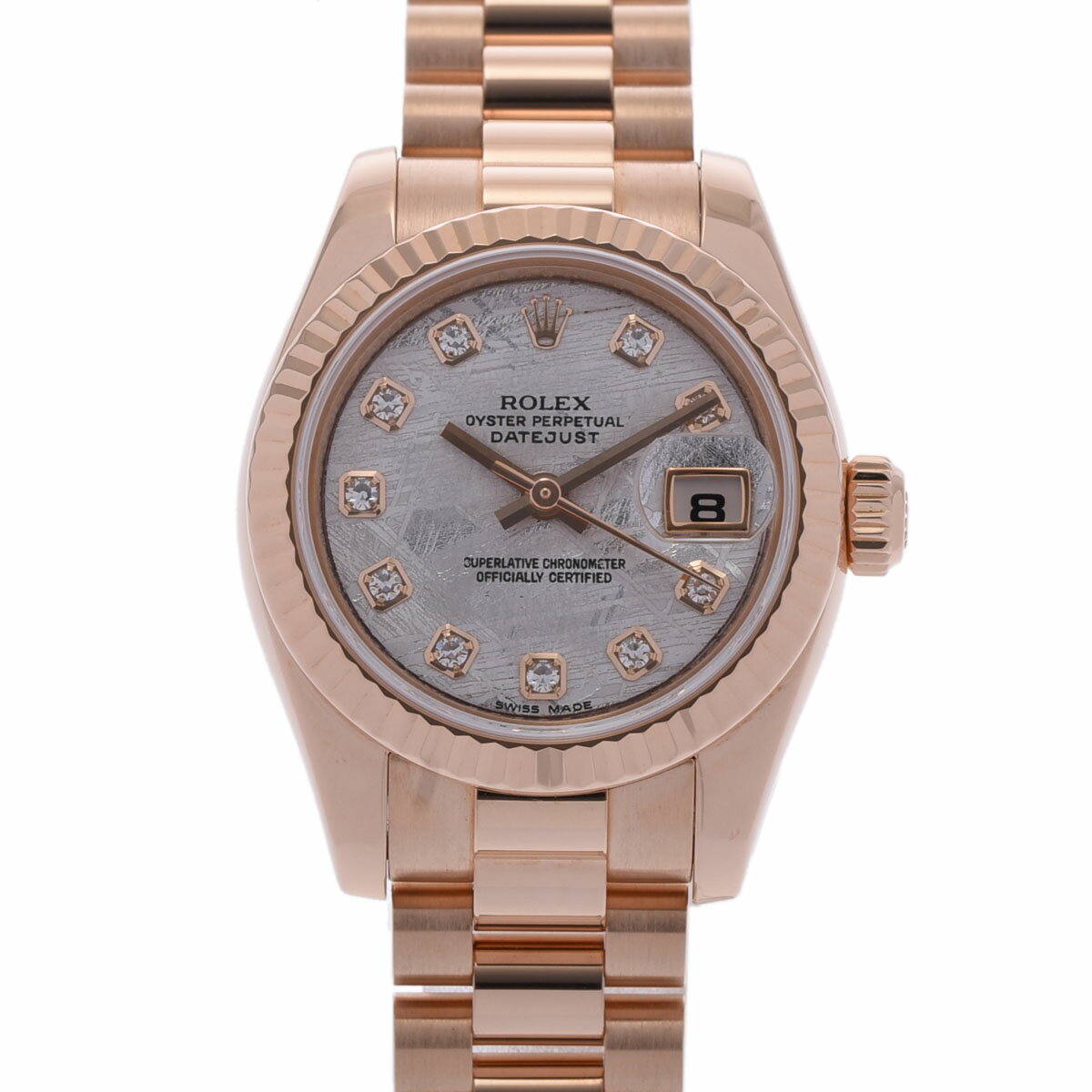 【ポイント3倍★15日限定】【最大2万円OFFクーポン★16日まで】【ローン24回払い無金利】ROLEX ロレックス デイトジャスト 10Pダイヤ 179175G レディース PG 腕時計 自動巻き メテオライト文字盤 Aランク 中古 銀蔵