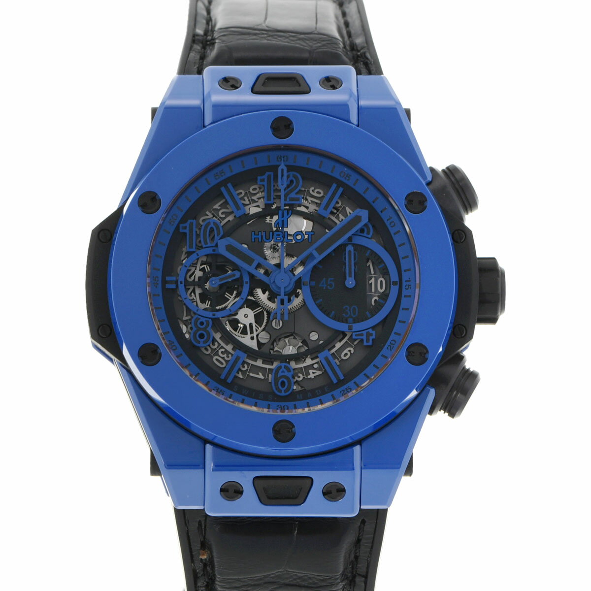 【ポイント3倍★25日限定】【最大2万円OFFクーポン★23日20時～】【ローン24回払い無金利】 HUBLOT ウブロ ビッグバン ウニコ ブルーマジック 限定500本 411.ES.5119.RX メンズ セラミック 腕時計 自動巻き マットブラック&ブルースケルトン文字盤 Aランク 中古 銀蔵