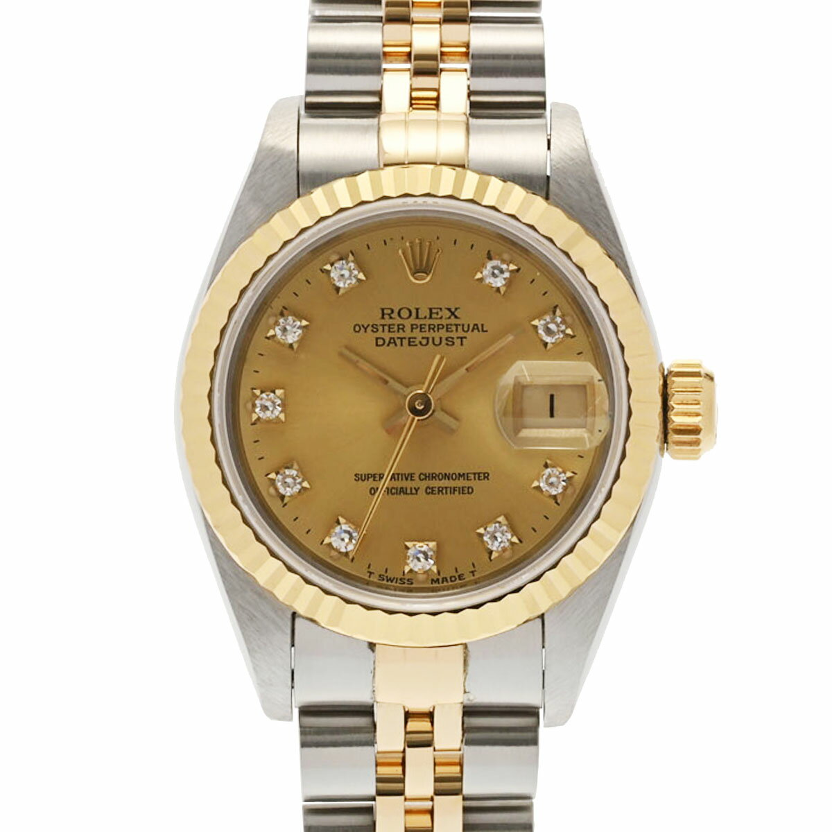 ROLEX ロレックス デイトジャスト 10Pダイヤ 69173G レディース YG/SS 腕時計 自動巻き シャンパン文字盤 Aランク 中古 銀蔵